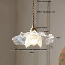 GobekUsa Acrylic LED Pendant Light: Copper Walnut Wood Flower Hang Lamp
