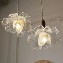 GobekUsa Acrylic LED Pendant Light: Copper Walnut Wood Flower Hang Lamp