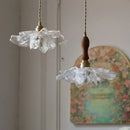 GobekUsa Acrylic LED Pendant Light: Copper Walnut Wood Flower Hang Lamp