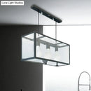 GobekUsa Clear Glass Hanging Pendant Industrial Kitchen Island Light - 3-Light Rectangle Design in White
