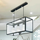 GobekUsa Clear Glass Hanging Pendant Industrial Kitchen Island Light - 3-Light Rectangle Design in White