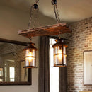 GobekUsa Clear Glass Island Pendant Light: Farmhouse Brown Cylindrical Bistro Ceiling Hang