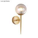 GobekUsa Clear Glass Mini Sphere Wall Lamp - Minimalist Living Room Sconce with Pencil Arm in Black/Gold