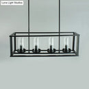GobekUsa Clear Glass Pendant Retro Industrial Kitchen Island Light Fixture - Rectangle Cage - 4/5-Light Option