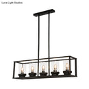 GobekUsa Clear Glass Pendant Retro Industrial Kitchen Island Light Fixture - Rectangle Cage - 4/5-Light Option