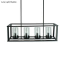 GobekUsa Clear Glass Pendant Retro Industrial Kitchen Island Light Fixture - Rectangle Cage - 4/5-Light Option