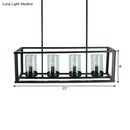 GobekUsa Clear Glass Pendant Retro Industrial Kitchen Island Light Fixture - Rectangle Cage - 4/5-Light Option