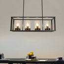 GobekUsa Clear Glass Pendant Retro Industrial Kitchen Island Light Fixture - Rectangle Cage - 4/5-Light Option