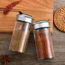 Clear glass rotating spice jar set – kitchen seasoning bottles by Decorbites