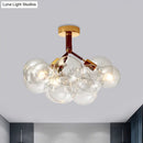 GobekUsa Clear Glass Semi Flush Ceiling Light with Contemporary Bubble Design for Foyer and Corridor Illumination