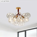 GobekUsa Clear Glass Semi Flush Ceiling Light with Contemporary Bubble Design for Foyer and Corridor Illumination
