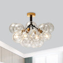 GobekUsa Clear Glass Semi Flush Ceiling Light with Contemporary Bubble Design for Foyer and Corridor Illumination