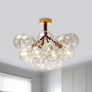 GobekUsa Clear Glass Semi Flush Ceiling Light with Contemporary Bubble Design for Foyer and Corridor Illumination