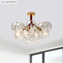 GobekUsa Clear Glass Semi Flush Ceiling Light with Contemporary Bubble Design for Foyer and Corridor Illumination