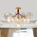 GobekUsa Clear Glass Semi Flush Ceiling Light with Contemporary Bubble Design for Foyer and Corridor Illumination