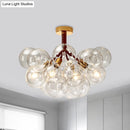 GobekUsa Clear Glass Semi Flush Ceiling Light with Contemporary Bubble Design for Foyer and Corridor Illumination