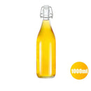 Clear glass storage bottle with swing top lid for kitchen storage by Decorbites