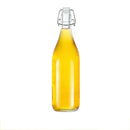 Clear glass storage bottle with swing top lid for kitchen storage by Decorbites