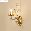 GobekUsa Clear Glass Wall Mounted Light with Crystal Accent and Brass Finish