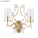 GobekUsa Clear Glass Wall Mounted Light with Crystal Accent and Brass Finish