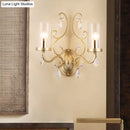 GobekUsa Clear Glass Wall Mounted Light with Crystal Accent and Brass Finish