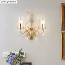 GobekUsa Clear Glass Wall Mounted Light with Crystal Accent and Brass Finish