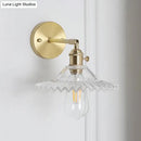 GobekUsa Clear Glass Wall Sconce - Industrial Brass Scalloped Design - Living Room Lighting Fixture