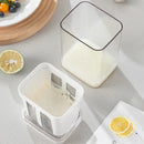 Clear greek yogurt maker with white lid and mesh filter kitchen by Decorbites