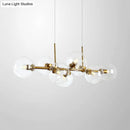 GobekUsa Clear/Smoke Glass 8 Bulbs Suspended Lighting Fixture in Black/Gold for Dining Room