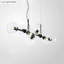 GobekUsa Clear/Smoke Glass 8 Bulbs Suspended Lighting Fixture in Black/Gold for Dining Room