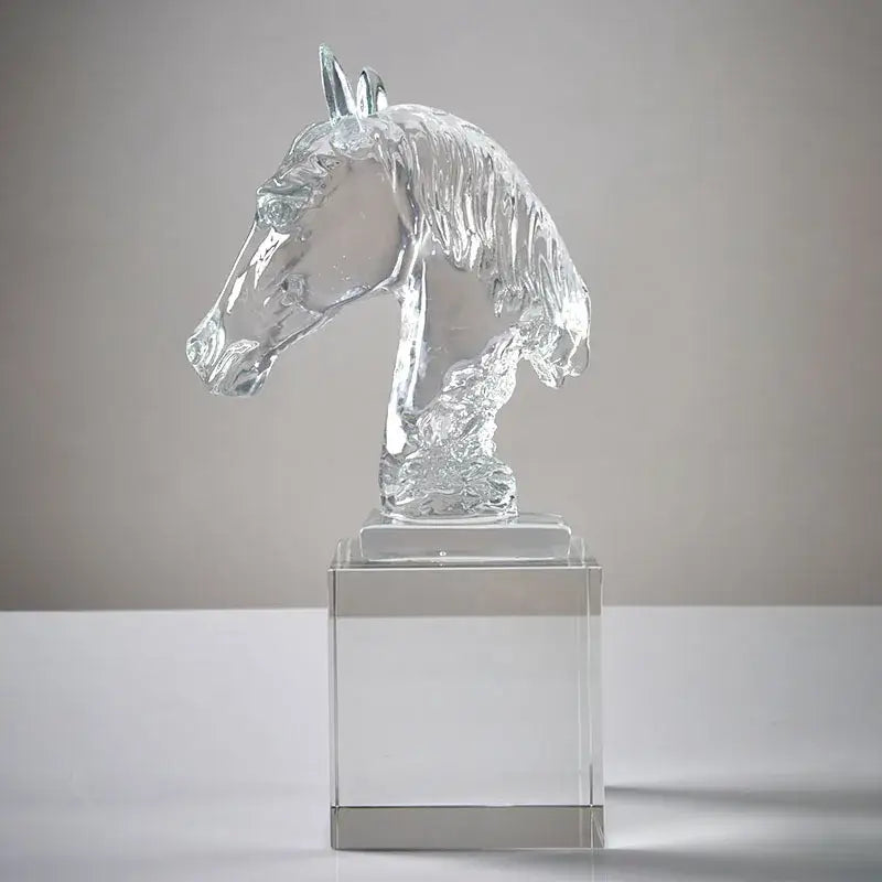 GobekUsa Horse Head Crystal Statue - Decorative Room Sculpture, photo 5 of 7