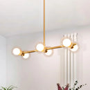 GobekUsa Clear/White Bubble Island Light Fixture with Post Modern Glass Shade - 6 Bulbs Hanging Light