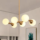 GobekUsa Clear/White Bubble Island Light Fixture with Post Modern Glass Shade - 6 Bulbs Hanging Light