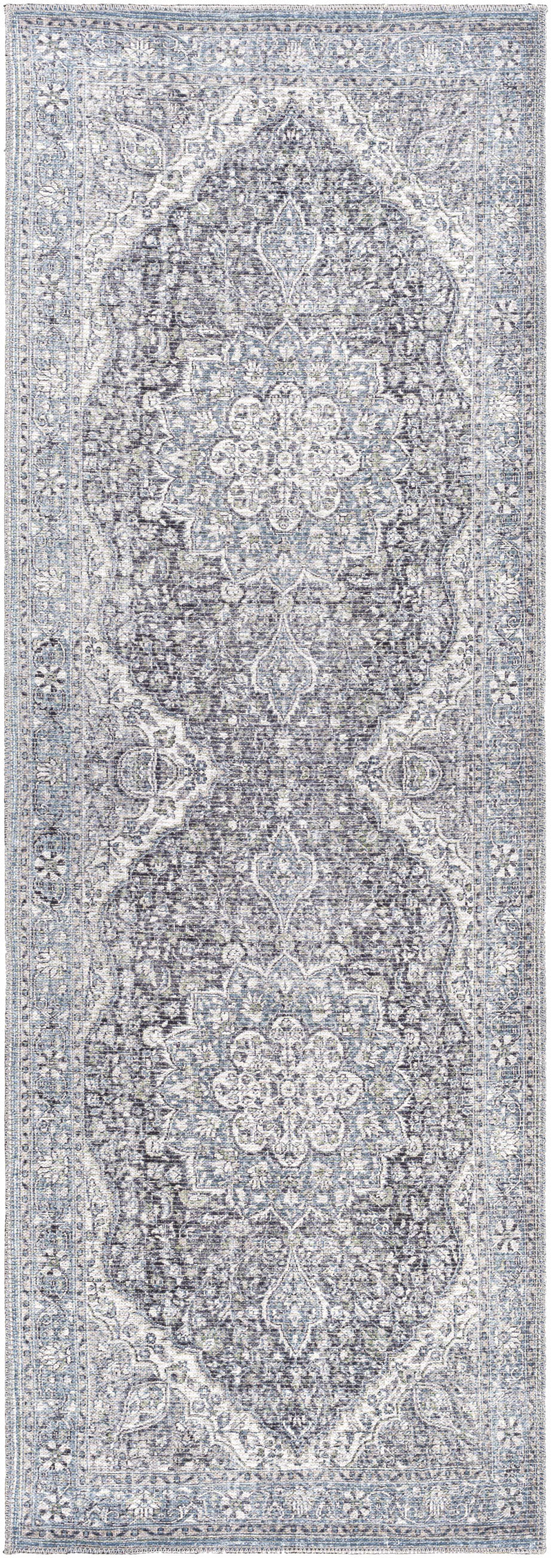 Tavas Blue Medallion Washable Rug