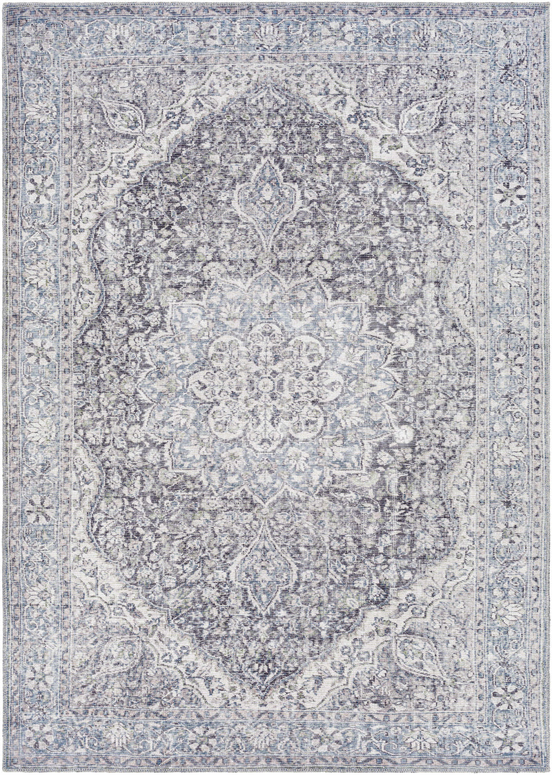 Tavas Blue Medallion Washable Rug