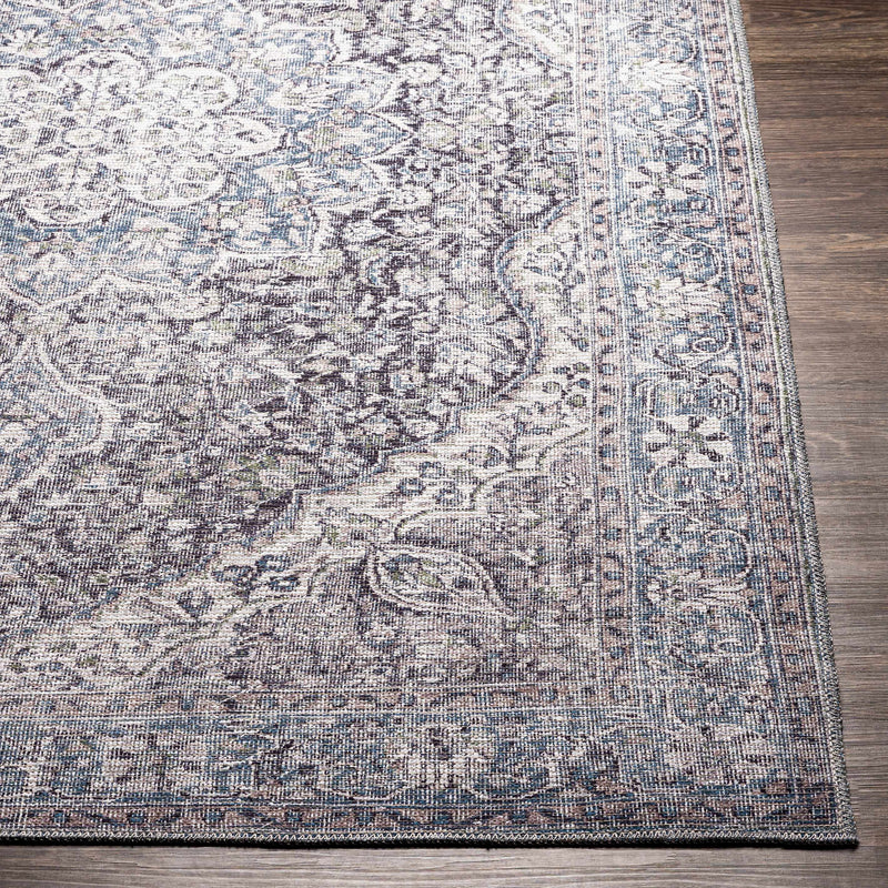 Tavas Blue Medallion Washable Rug