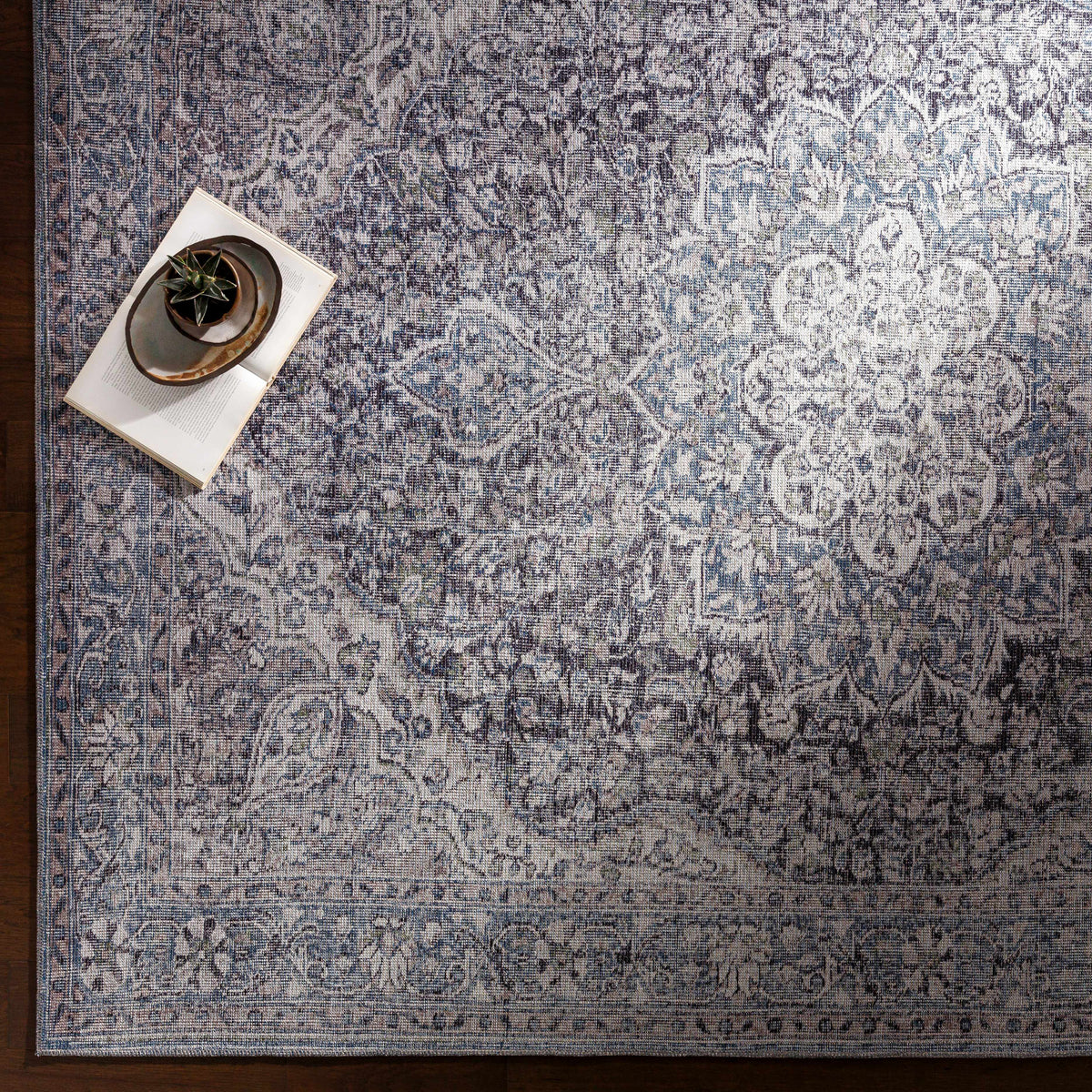 Tavas Blue Medallion Washable Rug, photo 3 of 14