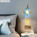 GobekUsa Cloche Sconce Light with Amber/Blue/Smoke Gray Glass in Retro Brass Finish - Bedroom Wall Mount