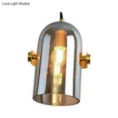 GobekUsa Cloche Sconce Light with Amber/Blue/Smoke Gray Glass in Retro Brass Finish - Bedroom Wall Mount