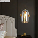 GobekUsa Cloche Sconce Light with Amber/Blue/Smoke Gray Glass in Retro Brass Finish - Bedroom Wall Mount