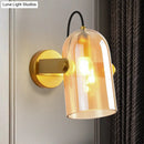 GobekUsa Cloche Sconce Light with Amber/Blue/Smoke Gray Glass in Retro Brass Finish - Bedroom Wall Mount