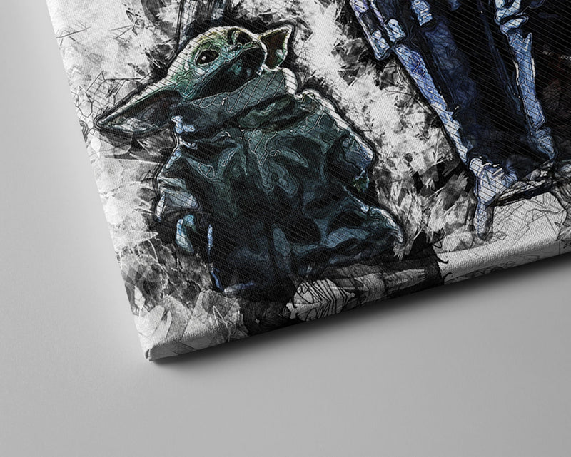 The Mandalorian Baby Yoda Poster Star Wars Movie Painting Hand Made Posters Canvas Print Kids Wall Art Man Cave Gift Home Decor