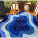 GobekUsa Cloudy Blues Wavy Retro Rug 80x120, Super Soft & Non-Slip Hand Tufted Carpet