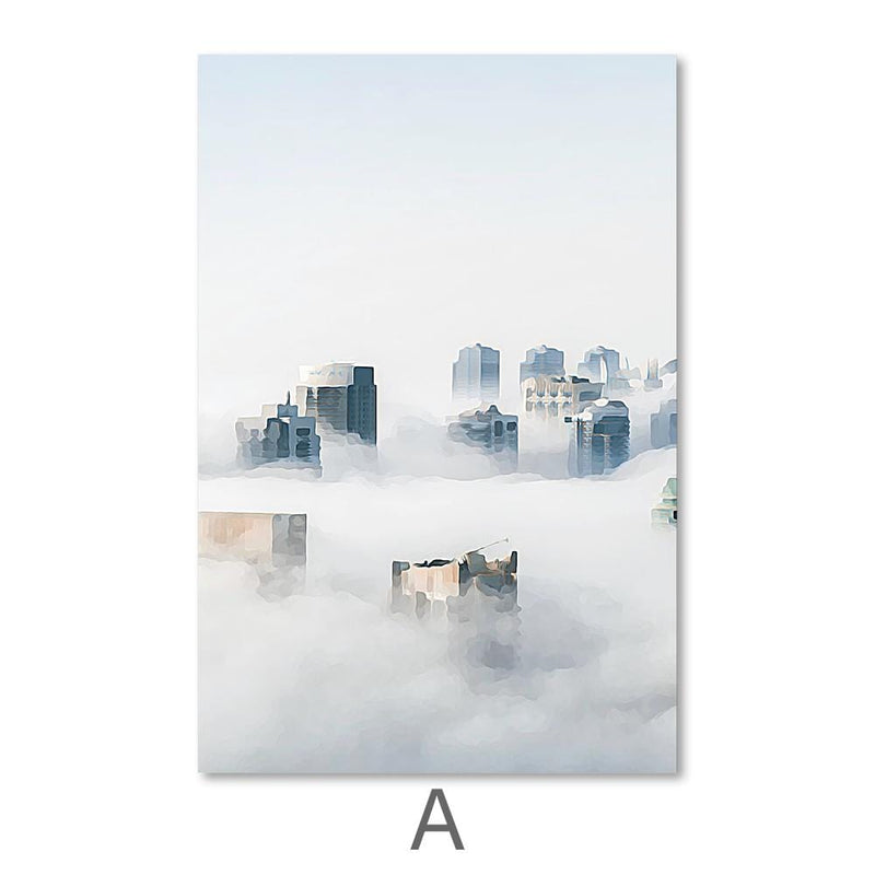 Cloudy City Canvas