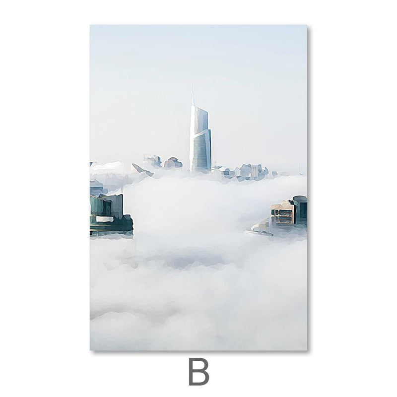 Cloudy City Canvas