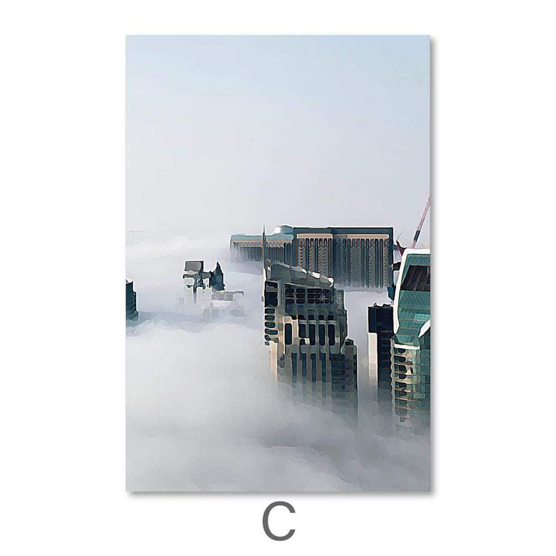 Cloudy City Canvas