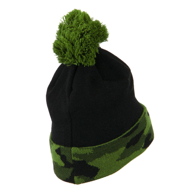 Camouflage Cuff Pom Beanie