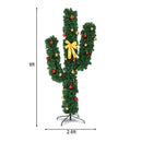 6 Feet Artificial Cactus PVC Christmas Tree with LED Lights and Ball Ornaments by DirectDeals