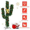 6 Feet Artificial Cactus PVC Christmas Tree with LED Lights and Ball Ornaments by LJGDeals
