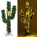 6 Feet Artificial Cactus PVC Christmas Tree with LED Lights and Ball Ornaments by DirectDeals